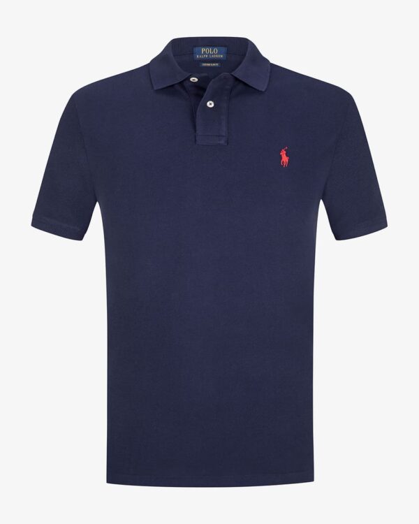 Polo-Shirt Custom Slim Fit für Herren von Polo Ralph Lauren in Blau. DerKlassiker des US-Labels überzeugt erneut mit hochwertiger Piqué-Qualität