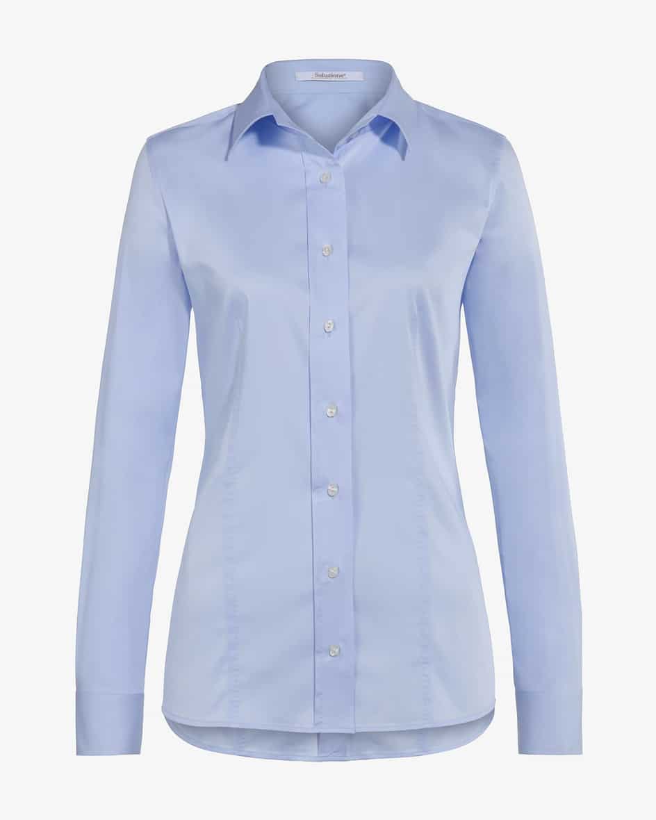 Hemdbluse für Damen von Soluzione in Pastellblau. Das Modell überzeugt durcheine dezent taillierte und feminine Silhouette. Dank hochwertigem.... Mehr Details bei Lodenfrey.com!