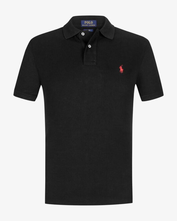Polo-Shirt Slim Fit für Herren von Polo Ralph Lauren in Schwarz. DerKlassiker des US-Labels überzeugt erneut mit hochwertiger Piqué-Qualität