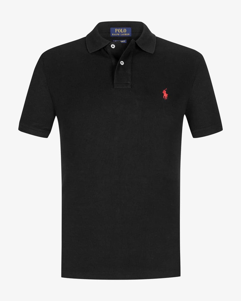 Polo-Shirt Custom Slim Fit für Herren von Polo Ralph Lauren in Schwarz. DerKlassiker des US-Labels überzeugt erneut mit hochwertiger Piqué-Qualität