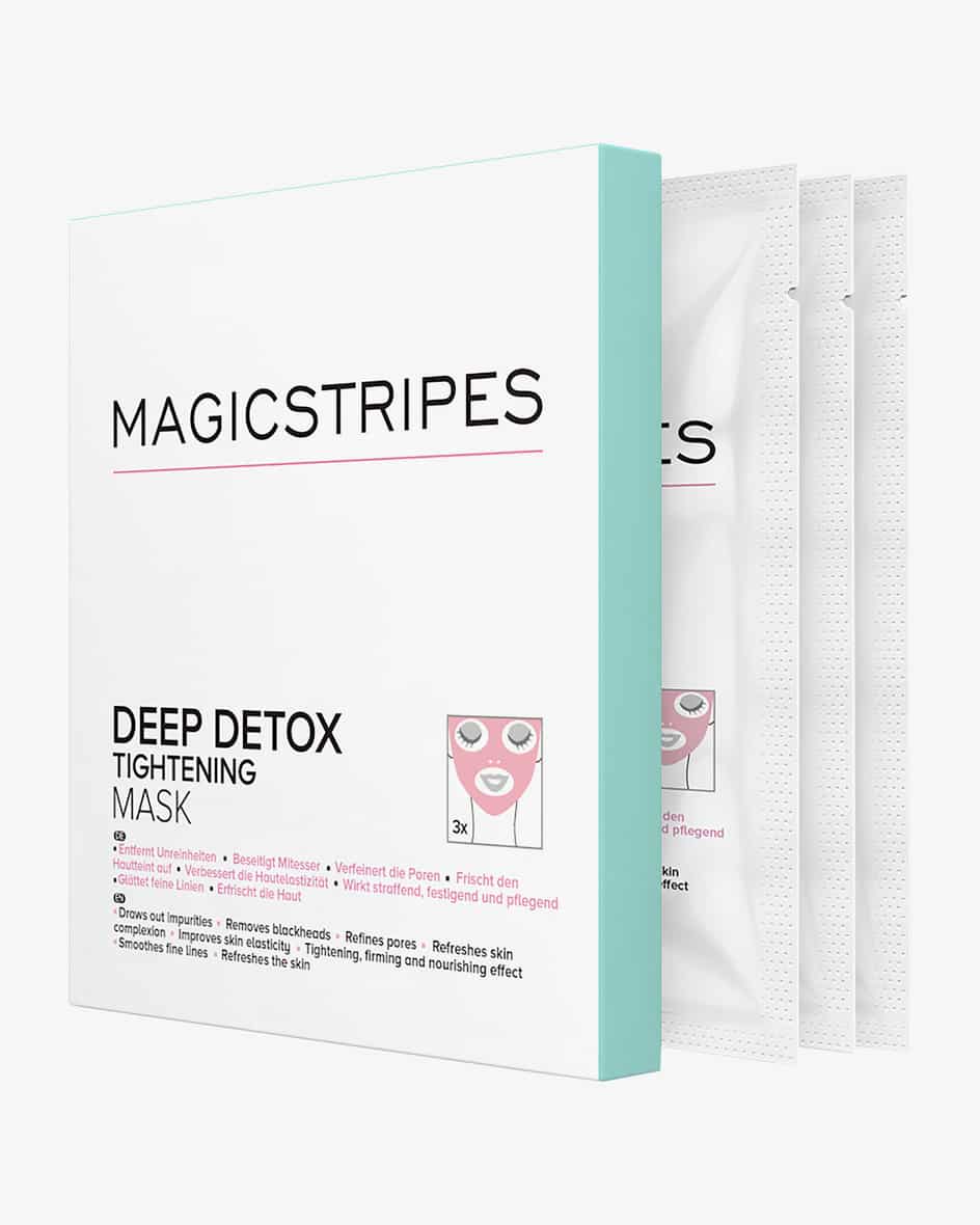 Deep Detox Tightening Pflegemaske 3er-Set von Magicstripes. Die Kombination ausultrafeinen Tonerde-Partikeln und einem Mikrofasergewebe reinigt.... Mehr Details bei Lodenfrey.com!