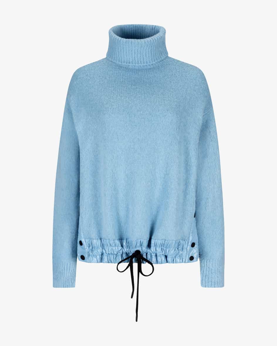 Pullover für Damen von Moncler Grenoble in Eisblau. Das Modell begeistert dankweichem Alpakawoll-Mix mit angenehmen Tragemomenten