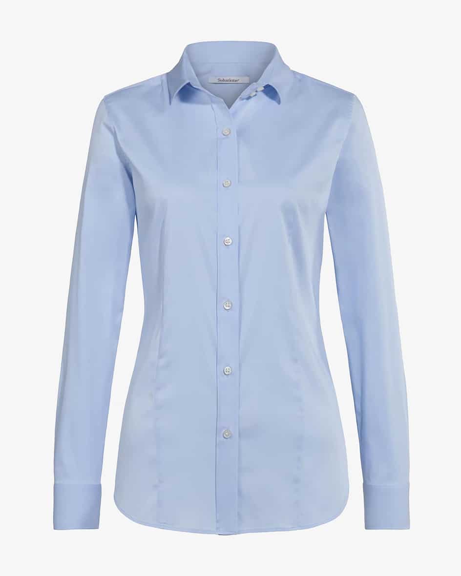 Hemdbluse für Damen von Soluzione in Hellblau. Das Modell überzeugt durchAbnäher mit einer taillierten und femininen Silhouette. Dank.... Mehr Details bei Lodenfrey.com!