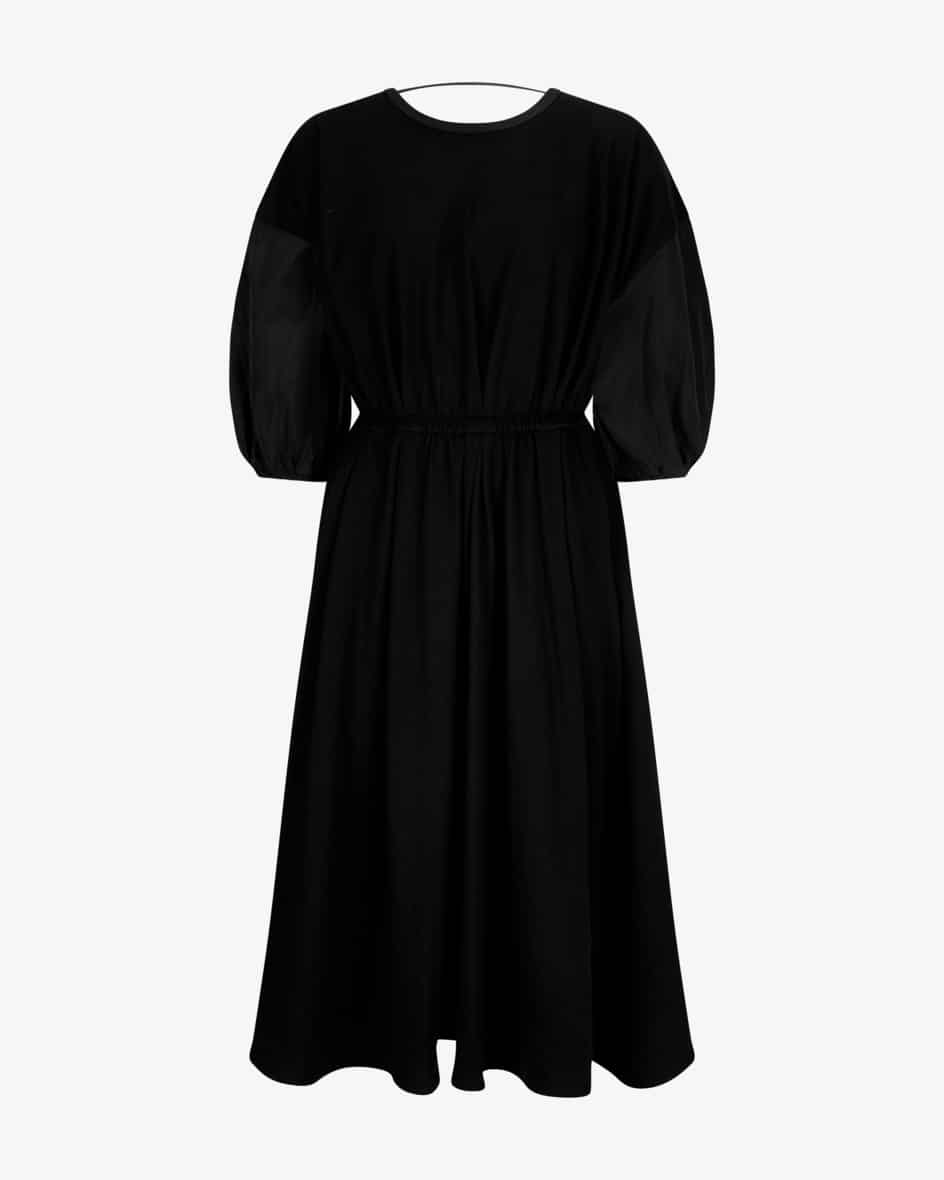 Kleid für Damen von Moncler in Schwarz. Das Modell überzeugt dank der Wickel-Optik in femininer Aufmachung