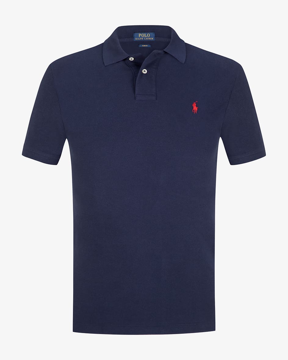 Polo-Shirt Slim Fit für Herren von Polo Ralph Lauren in Blau. DerKlassiker desUS-Labels überzeugt erneut mit hochwertiger Piqué-Qualität