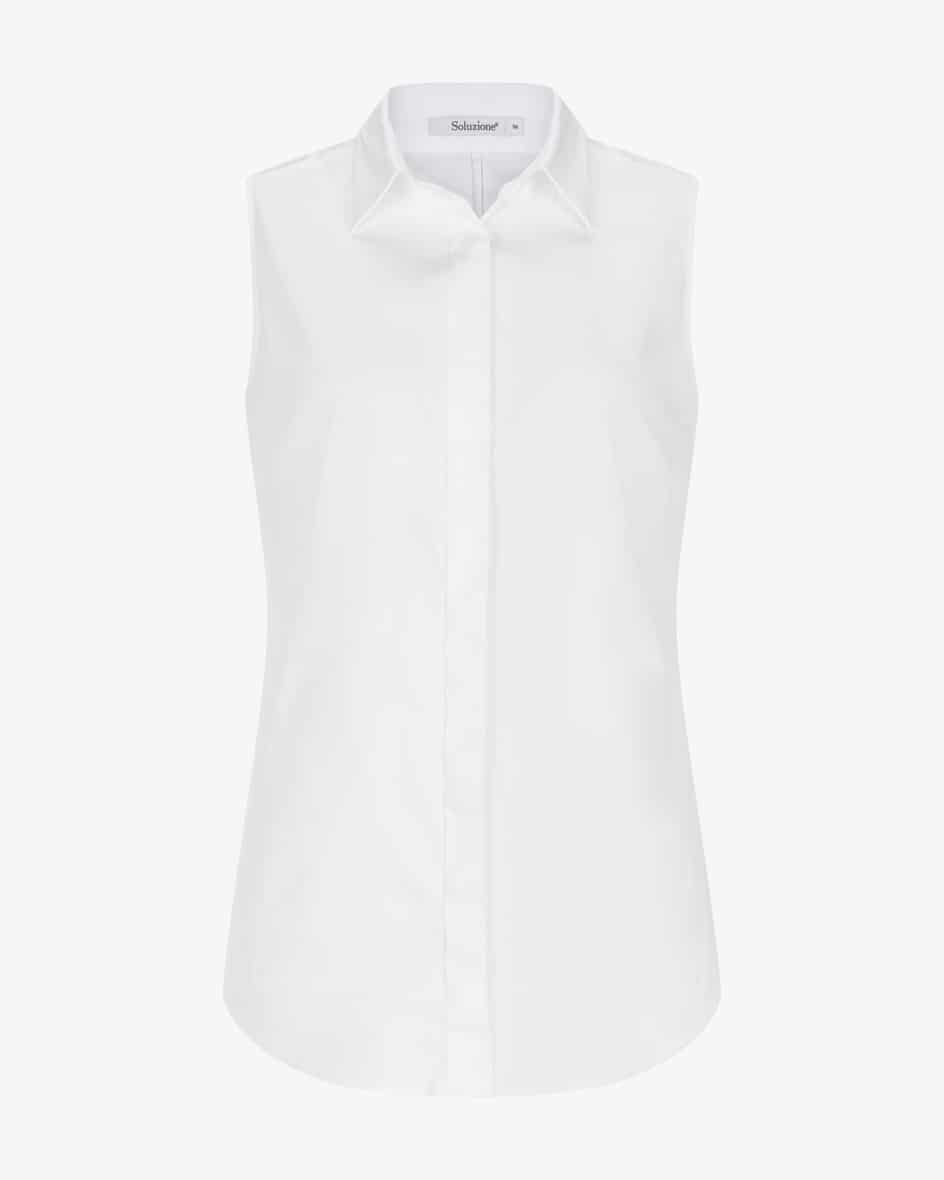 Blusentop für Damen von Soluzione in Weiß. Das taillierte Modell begeistertdurch die elastische Stoff-Qualität