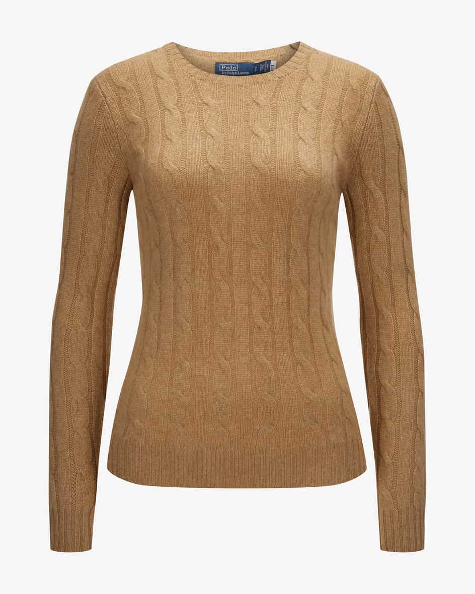 Cashmere-Pullover für Damen von Polo Ralph Lauren in Camel. Die hochwertigeCashmere-Qualität verleiht dem Modell besonders angenehme Tragemomente