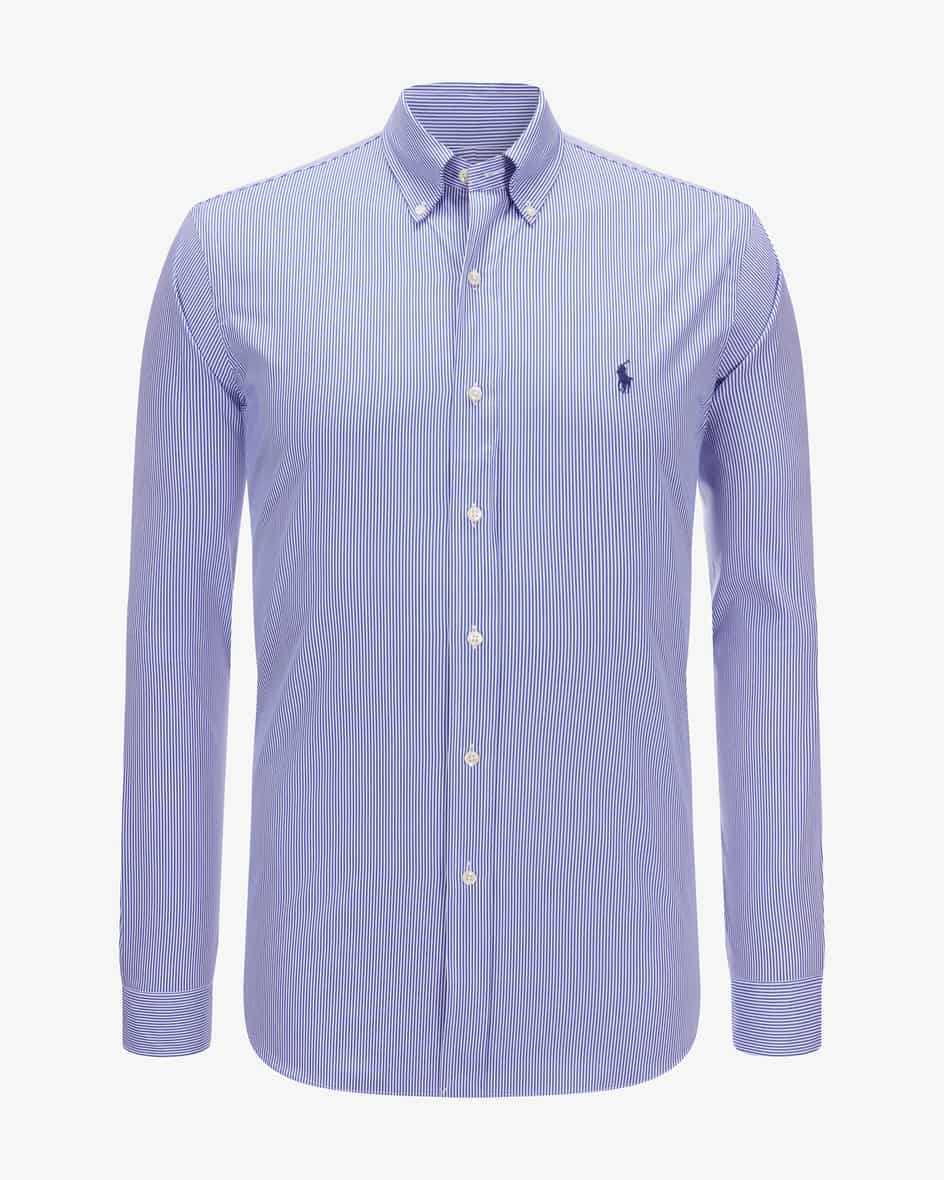 Casualhemd Custom Fit für Herren von Polo Ralph Lauren in Blau und Weiß. DasschmaleFreizeit-Hemd besticht durch die elastische Baumwoll-Qualität