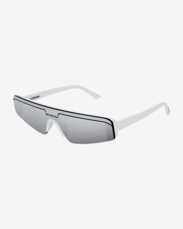 Sonnenbrille für Damen von Balenciaga Eyewear in Weiß. Das Modell überzeugtdurch seinauffälliges Design. Der futuristische Racer-Look macht es zu.... Mehr Details bei Lodenfrey.com!
