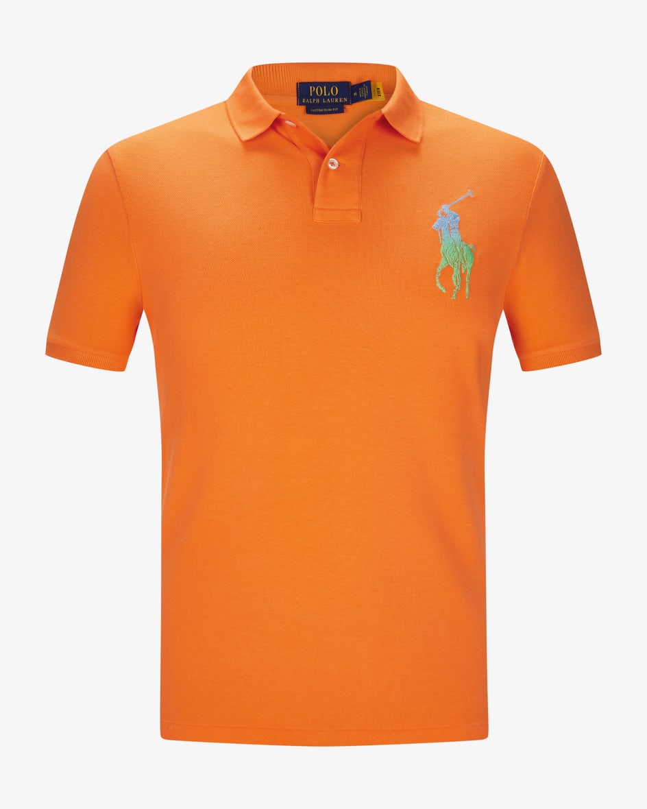 Polo-Shirt Custom Slim Fit für Herren von Polo Ralph Lauren in Orange. DerKlassiker des US-Labels überzeugt erneut mit hochwertiger Piqué-Qualität