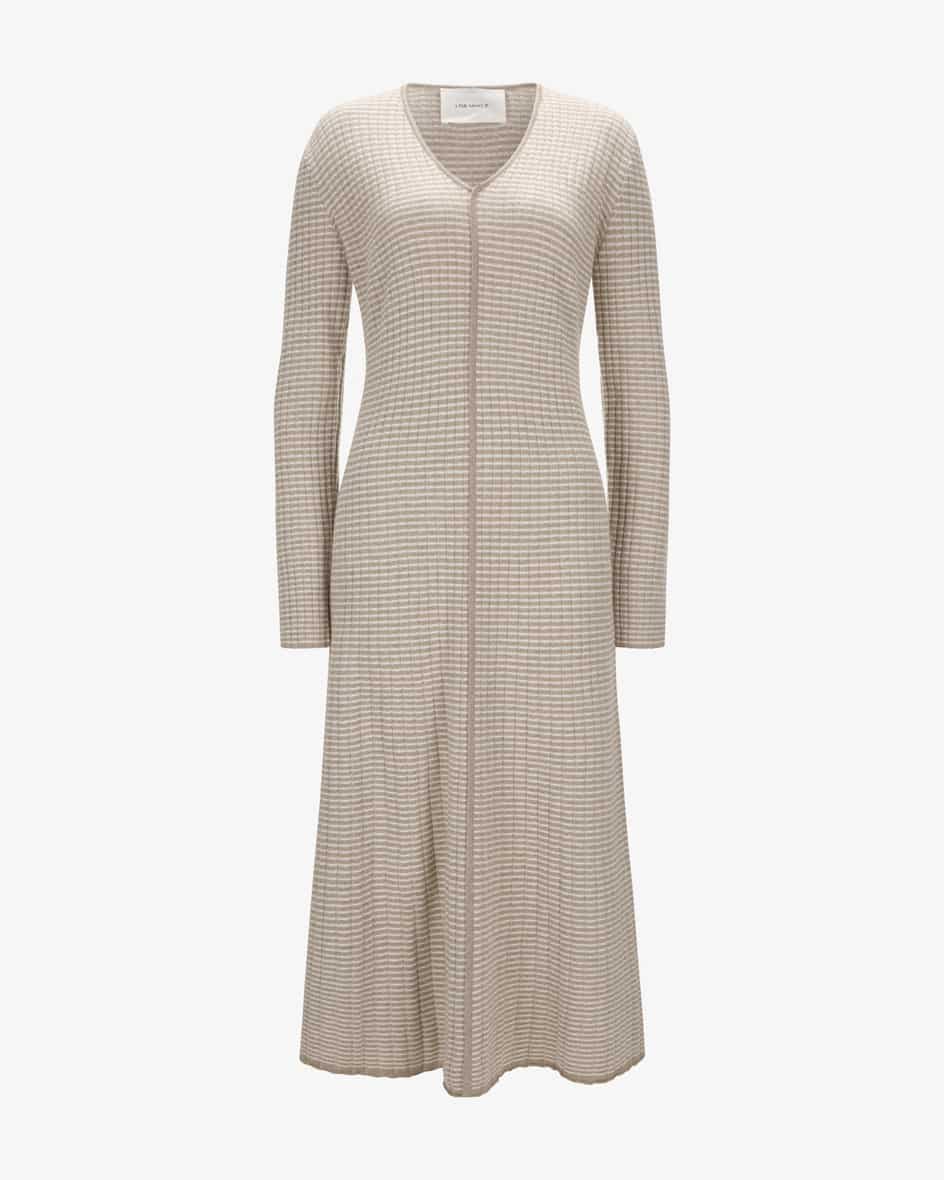 Lilo Cashmere-Kleid für Damen von Lisa Yang in Taupe und Creme. Dank derVerwendung von hochwertigem Cashmere besticht das Modell mit feiner