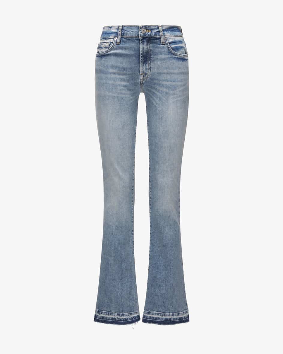Jeans Bootcut Tailorless für Damen von 7 For All Mankind in Hellblau. Dieelastische Baumwoll-Qualität sorgt für die perfekte Passform