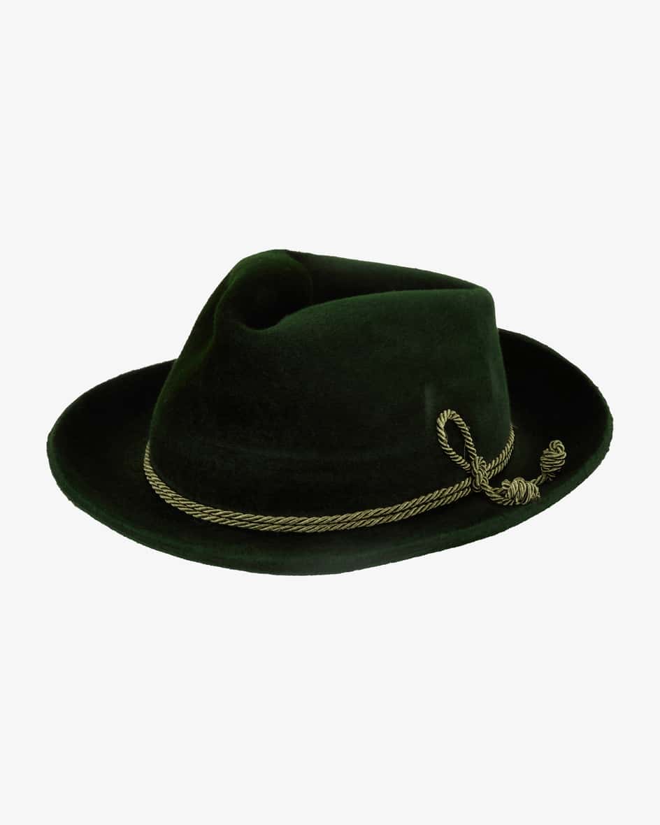 Trachten-Hut für Herren von Lembert in Dunkelgrün. Der modisch gestaltete Hutaus fein verarbeitetem Hasenhaar ergänzt jeden traditionellen Look