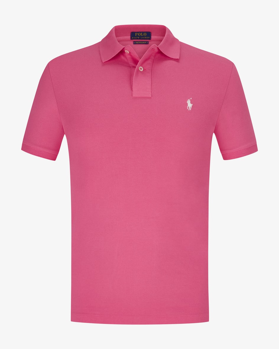 Polo-Shirt Custom Slim Fit für Herren von Polo Ralph Lauren in Pink. DerKlassiker des US-Labels überzeugt erneut mit hochwertiger Piqué-Qualität