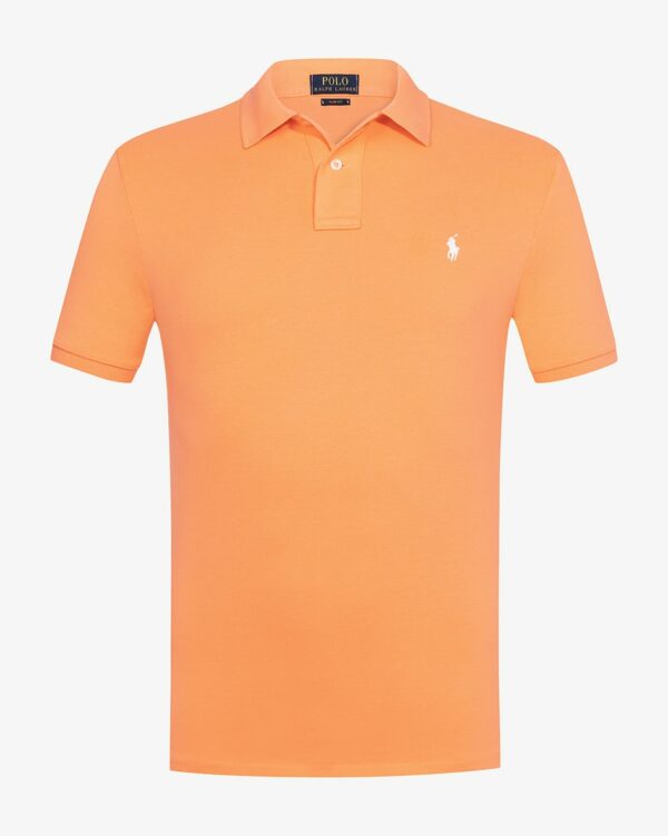 Polo-Shirt Slim Fit für Herren von Polo Ralph Lauren in Orange. Der Klassikerdes US-Labels überzeugt erneut mit hochwertiger Piqué-Qualität