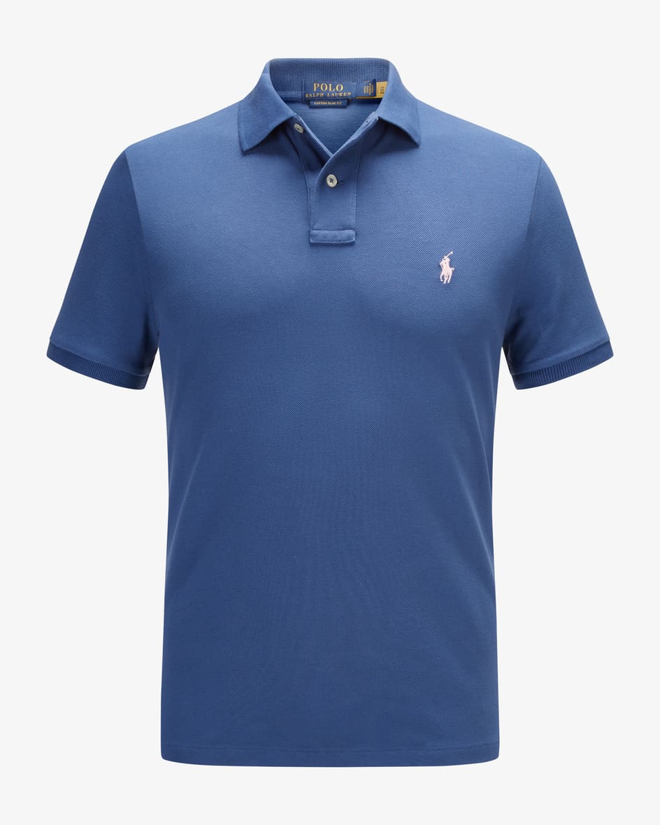Polo-Shirt Custom Slim Fit für Herren von Polo Ralph Lauren in Blau. Diehochwertige Piqué-Qualität