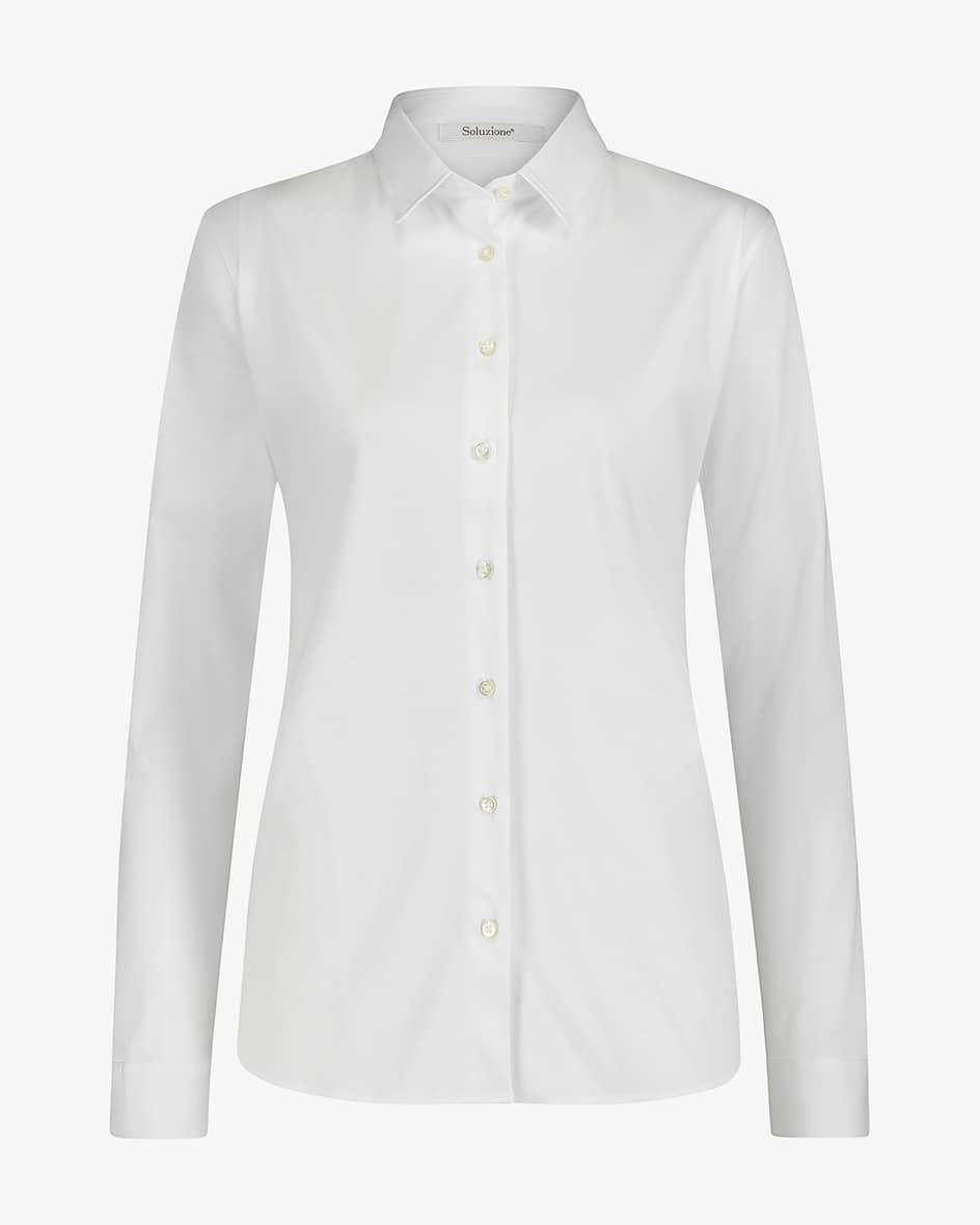 Hemdbluse für Damen von Soluzione in Weiß. Das Modell begeistert mit derfeinen Jersey-Qualität
