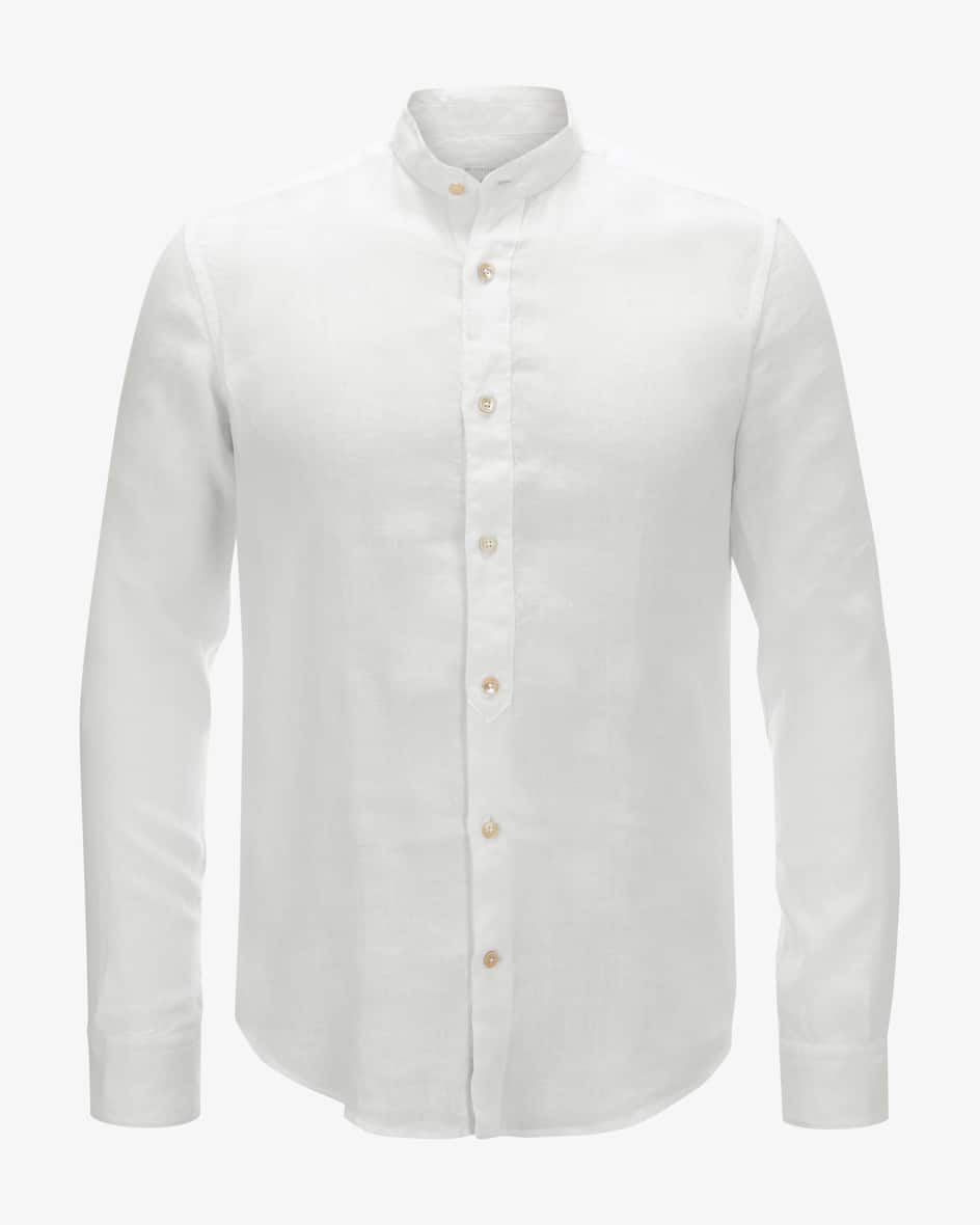 Leinenhemd für Herren von Eleventy in Weiß. Das Modell überzeugt durch dieluftig-leichte Leinen-Qualität