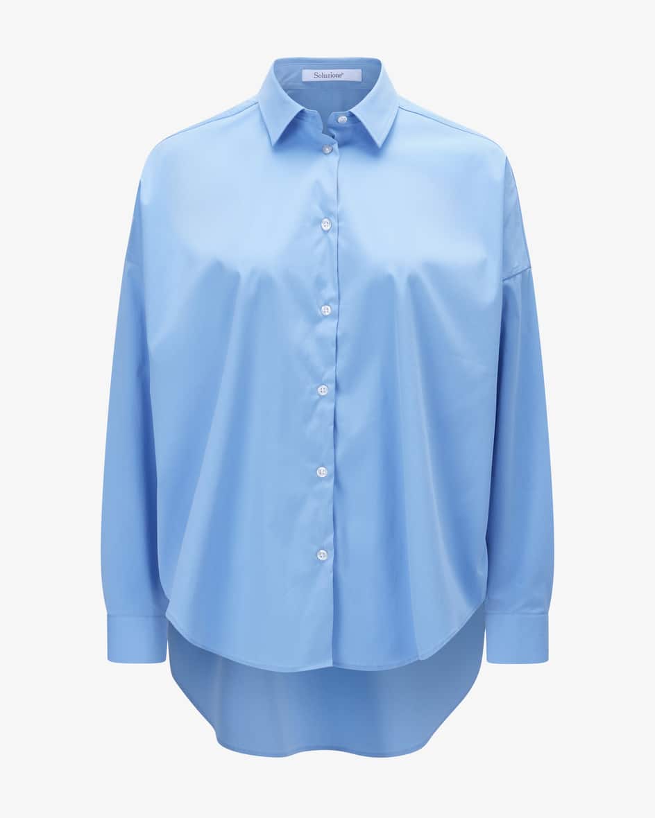 Hemdbluse für Damen von Soluzione in Blau. Das Modell besticht durch das cleaneDesign