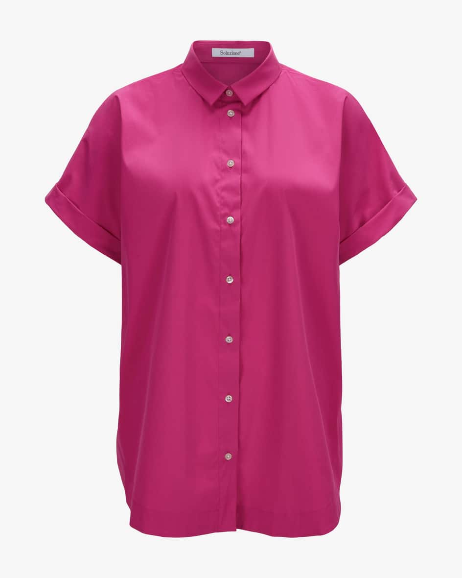 Hemdblusenshirt für Damen von Soluzione in Pink. Klassische Details verleihendem sommerlichen Modell einen eleganten Touch