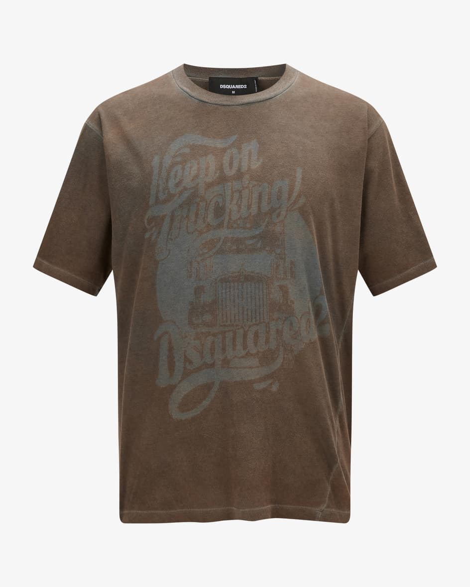 T-Shirt für Herren von Dsquared2 in Braun. Das legere Modell aus angenehmerBaumwolle wird durch den Washed-Look modisch in Szene gesetzt..... Mehr Details bei Lodenfrey.com!