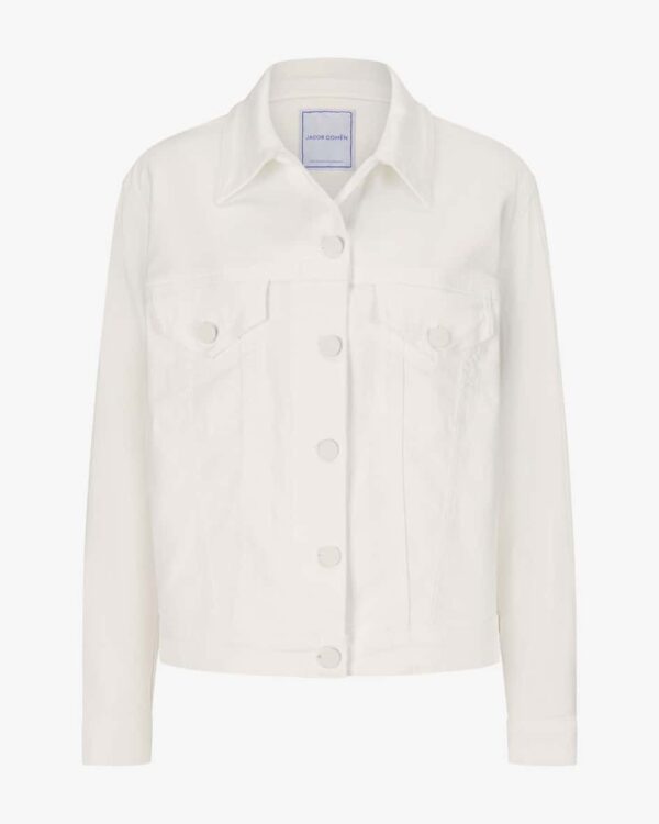 Trucker Jeansjacke für Damen von Jacob Cohen in Weiß. Das Modell besticht dankder elastischen Baumwolle mit angenehmem Tragekomfort