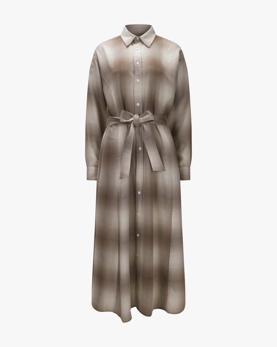 Hemdblusenkleid für Damen von Polo Ralph Lauren in Taupe und Creme. Das Modellbesticht dank der weichen Woll-Qualität mit angenehmen Tragemomenten