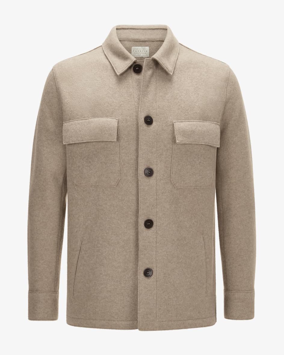 Giacca Cashmere-Shirtjacket für Herren von Lunaria in Beige. Modisch undstilvoll zugleich präsentiert sich das Modell aus hochwertiger