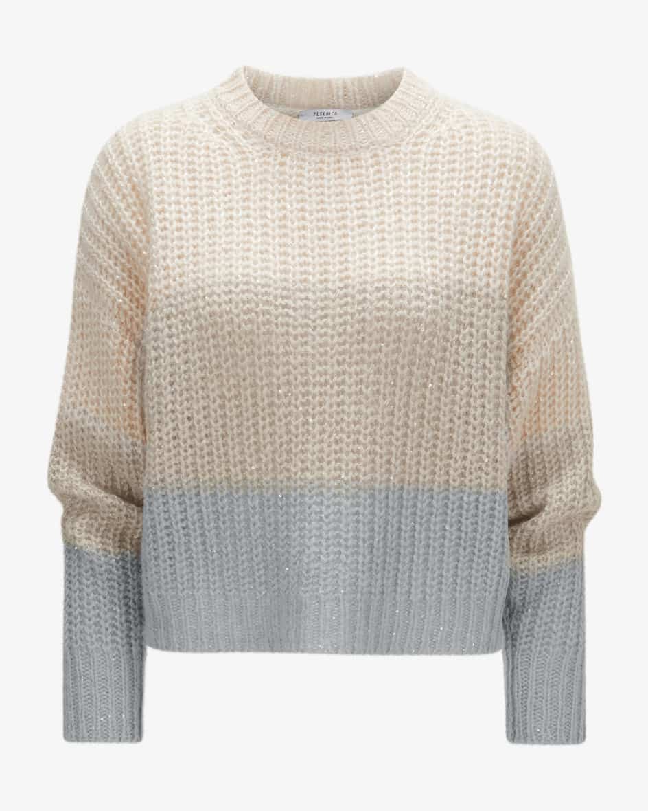 Pullover für Damen von Peserico in Creme und Grau. Dank dem hochwertigem Woll-Mix sowie dem klassischem Strick-Design besticht das Oversize-Modell.... Mehr Details bei Lodenfrey.com!