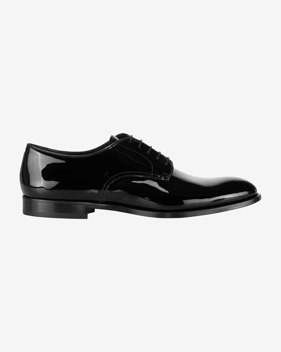 Halbschuhe für Herren von Doucals in Schwarz. Made in Italy - Der edlehandgefertigte Schuh präsentiert sich in hochwertiger Lackleder-Optik
