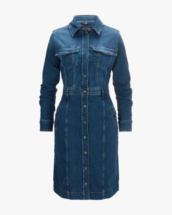 Luxe Jeanskleid für Damen von 7 For All Mankind in Blau. Das Modell begeistertdurch die antaillierte Passform und die klassischen Denim-Details als.... Mehr Details bei Lodenfrey.com!