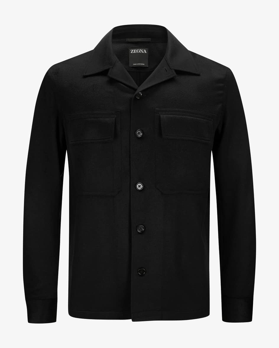 Cashmere-Shirtjacket für Herren von Zegna in Schwarz. Die Verwendung vonhochwertigem Cashmere verleiht dem Modell weichen Griff