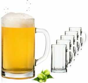 PLATINUX Bierglas Bierseidel mit Henkel, Glas, 300ml (max. 350ml) Bierkrug Maßkrug Bierkrüge Biergläser
