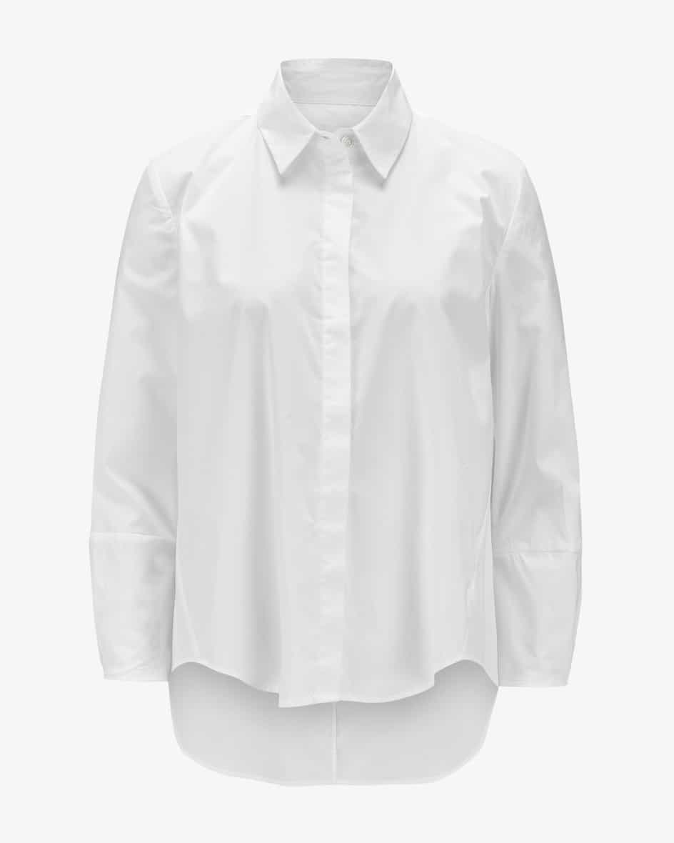 Nora Hemdbluse für Damen von Robert Friedman in Weiß. Das klassische Modellüberzeugt durch die Baumwoll-Qualität