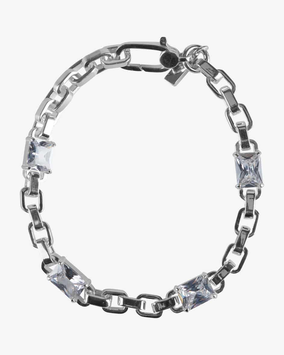 Solitaire Armband für Damen von Hatton Labs in Silber. Das Gliederarmbandpräsentiert sichdank feinstem Sterling Silber in modischer Aufmachung
