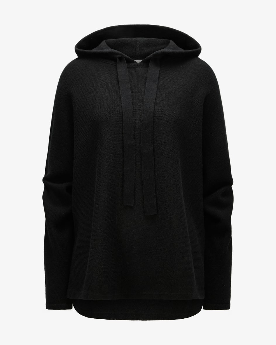 Cashmere-Pullover für Damen von LODENFREY in Schwarz. Das Oversize-Modell ausfeiner Cashmere-Qualität begeistert durch die legere Hoddie-Optik