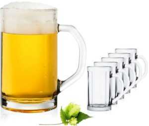 PLATINUX Bierglas Bierseidel, Glas, mit Henkel Set 6-Teilig 500ml (max. 650ml) Bierkrug Maßkrug Bierkrüge aus Glas Biergläser